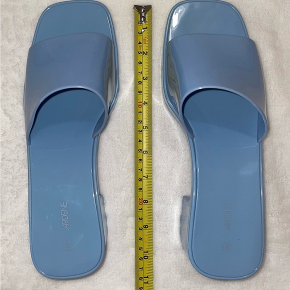 BNWOT Sz 9 Blue Heels Low Ardene Plastic Cute Slide Sandals Solid Stylish Mule​ - Picture 5 of 6